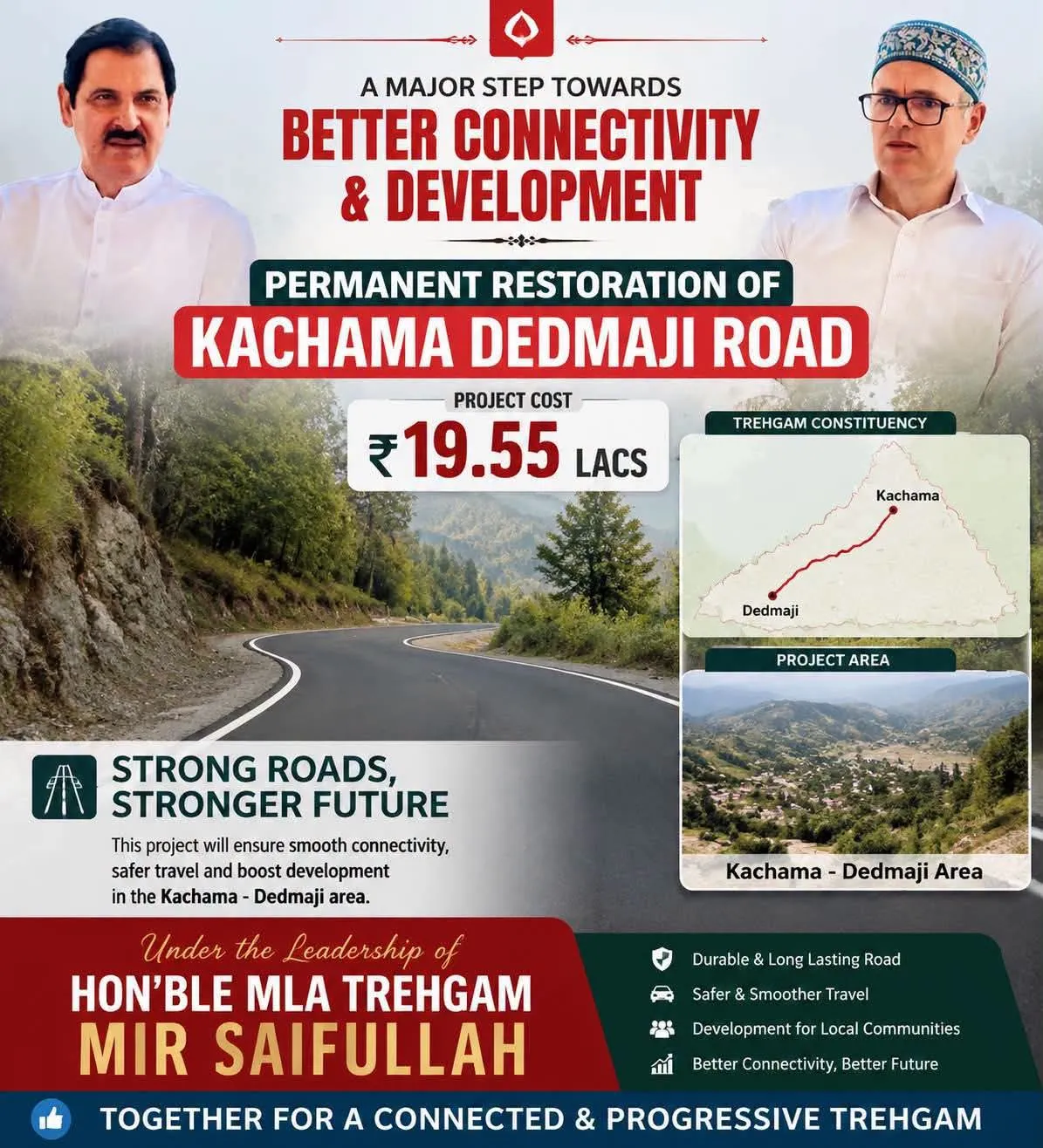 A major step towards better connectivity!
Permanent restoration of Kachama–Dedmaji Road at a cost of ₹19.55 lakhs will e