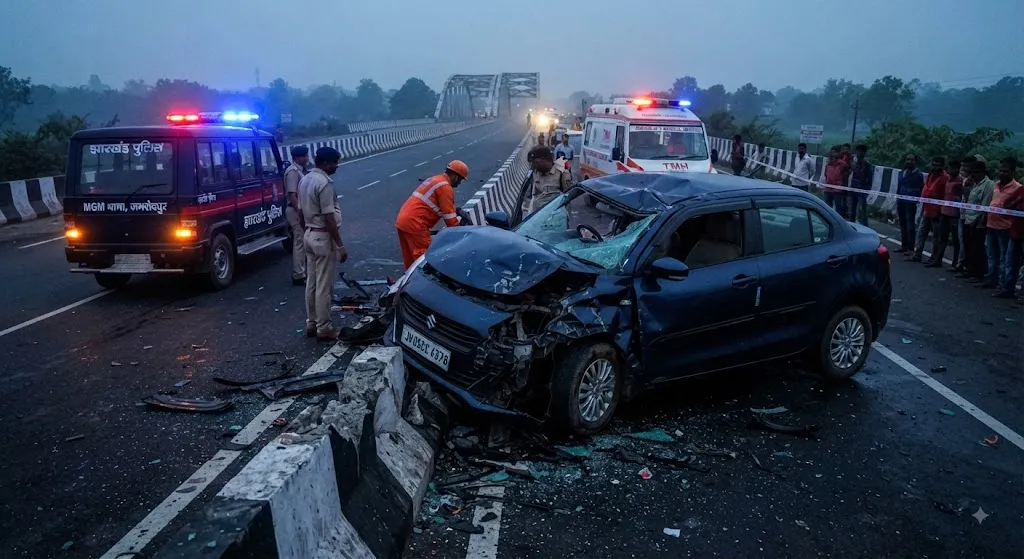 जमशेदपुर: एनएच-33 पर भीषण सड़क हादसा, डिवाइडर से टकराई तेज रफ्तार कार; युवती समेत दो की मौत, दो गंभीर