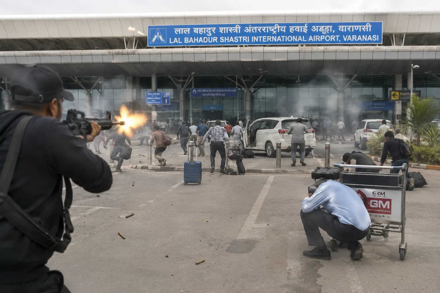 वाराणसी एयरपोर्ट पर गोली चलने से हड़कंप, 3 घायल