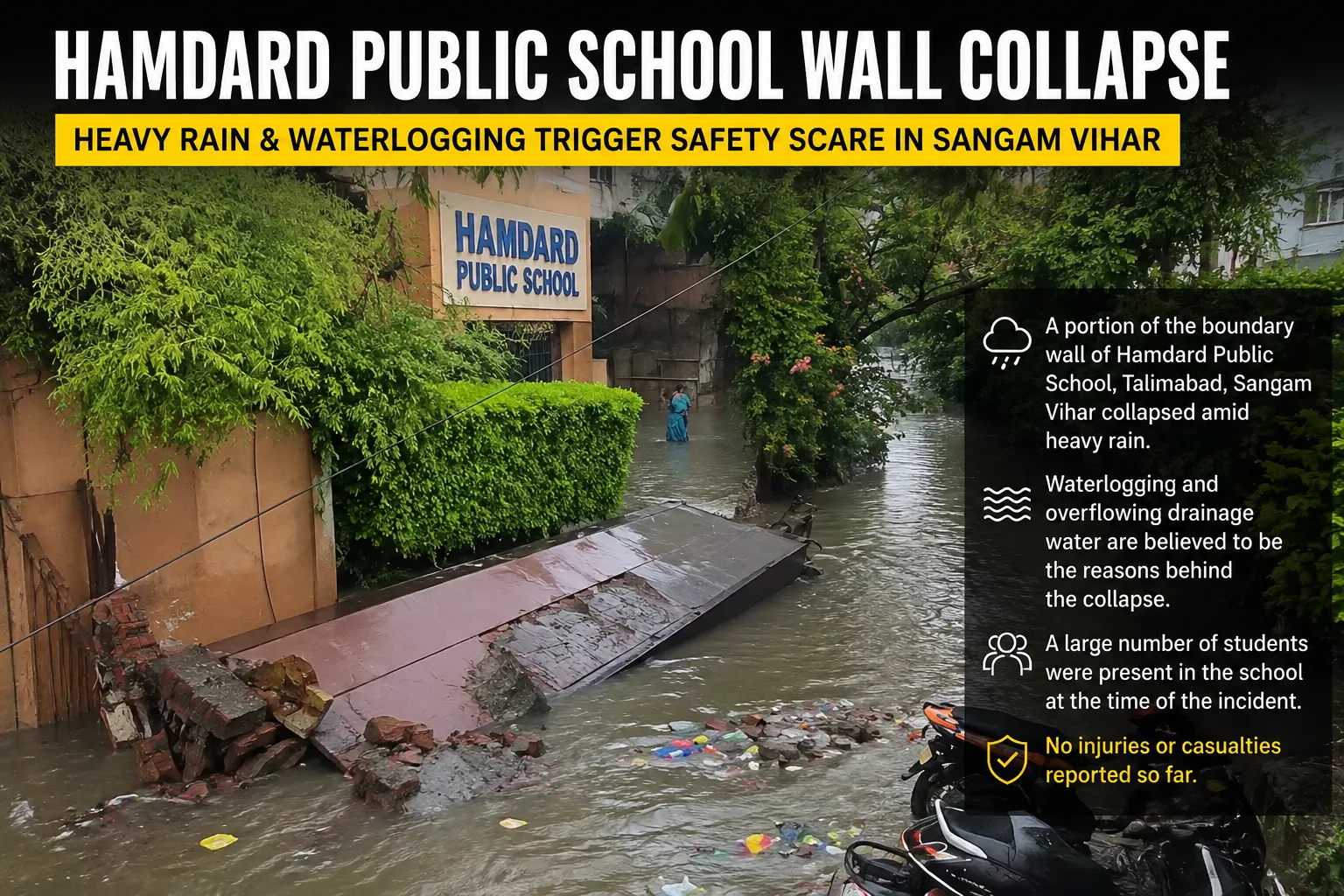 Hamdard Public School Wall Collapse Raises Safety Concerns