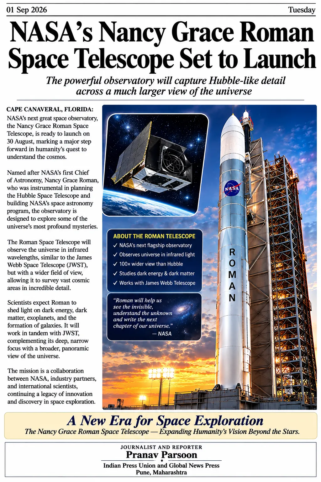 NASA’S ROMAN SPACE TELESCOPE BLASTS OFF TO EXPLORE THE UNIVERSE