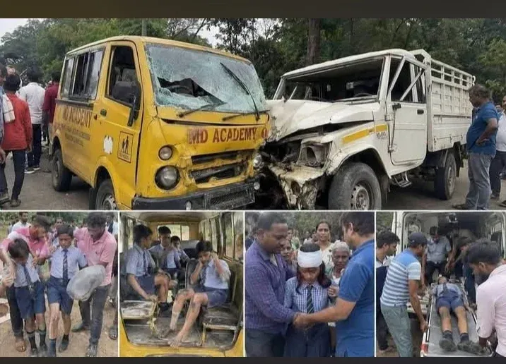 देवघर: भीषण सड़क हादसा, स्कूल वैन और पिकअप की आमने-सामने टक्कर; एक बच्ची की  गई जान
