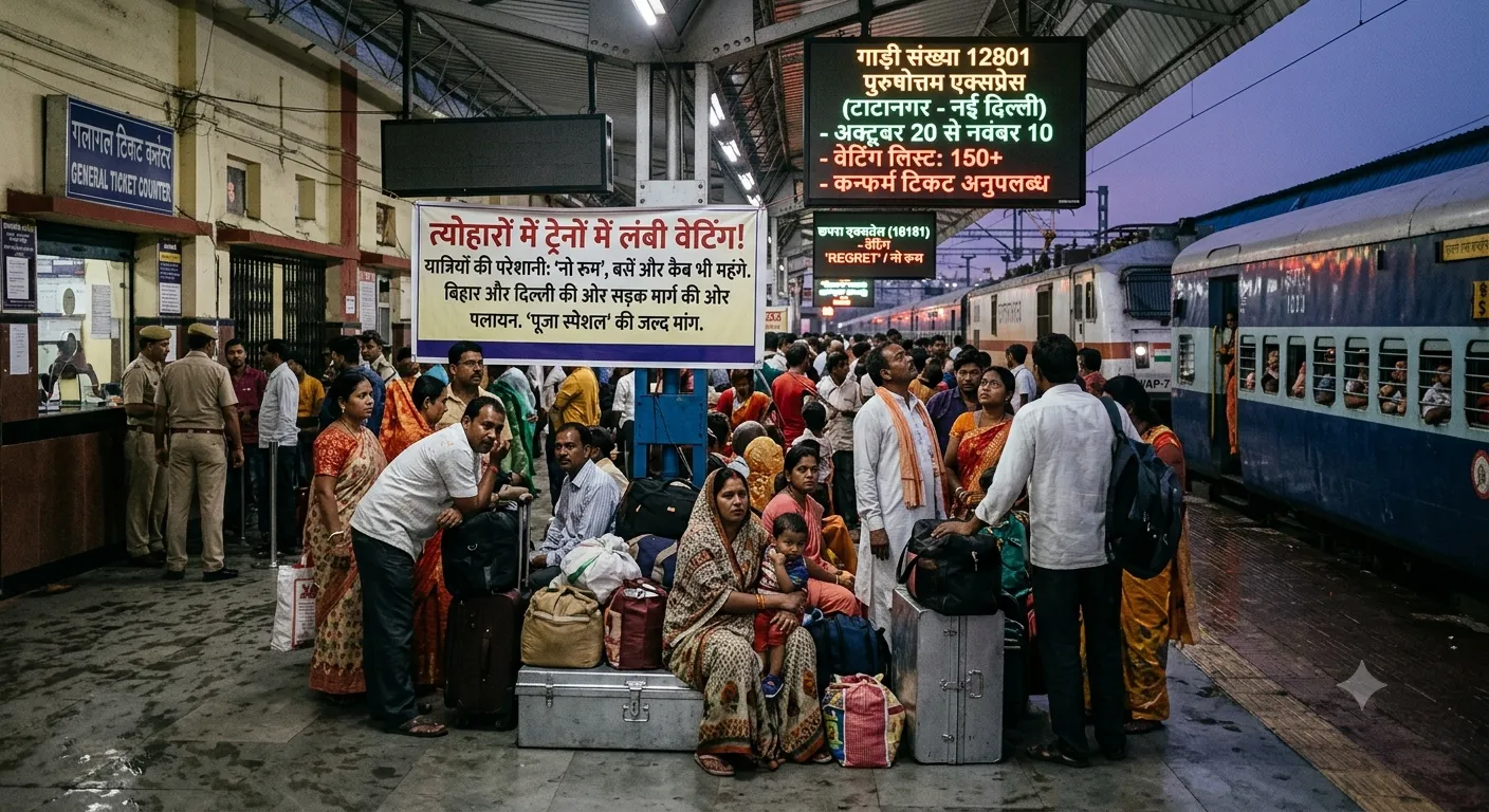 जमशेदपुर में दुर्गापूजा, दीपावली और छठ को लेकर ट्रेनों की भारी मांग; टाटानगर से गुजरने वाली प्रमुख ट्रेनों की वेटिंग 150