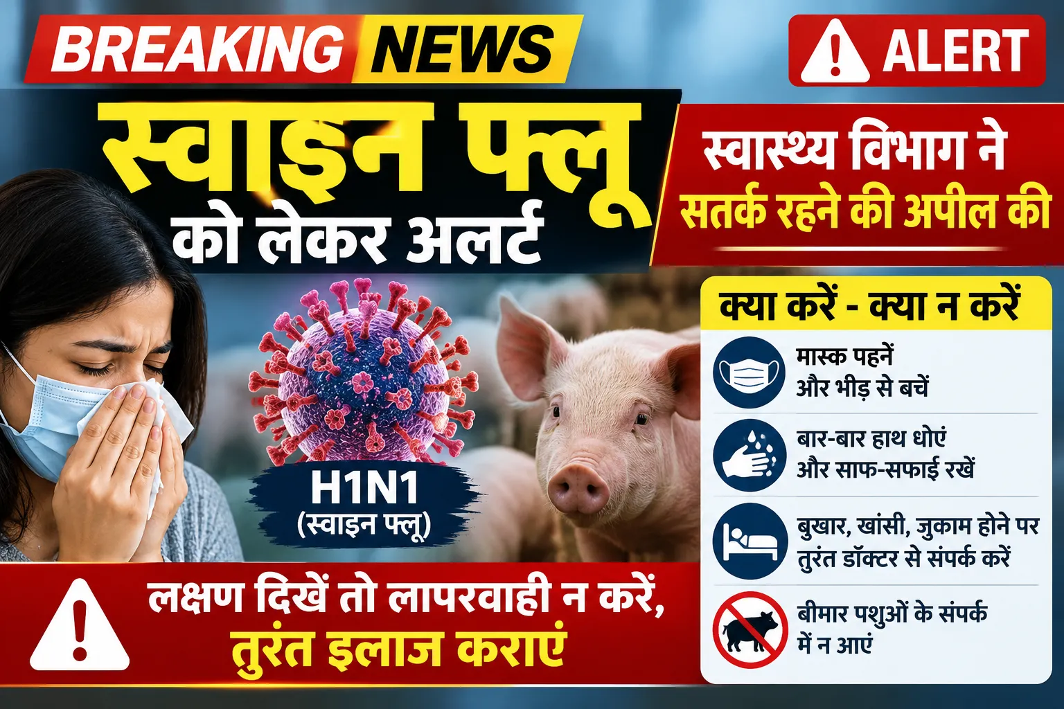 *😷स्वाइन फ्लू का तांडव: कानपुर, उन्नाव और कन्नौज में अलर्ट......!!*