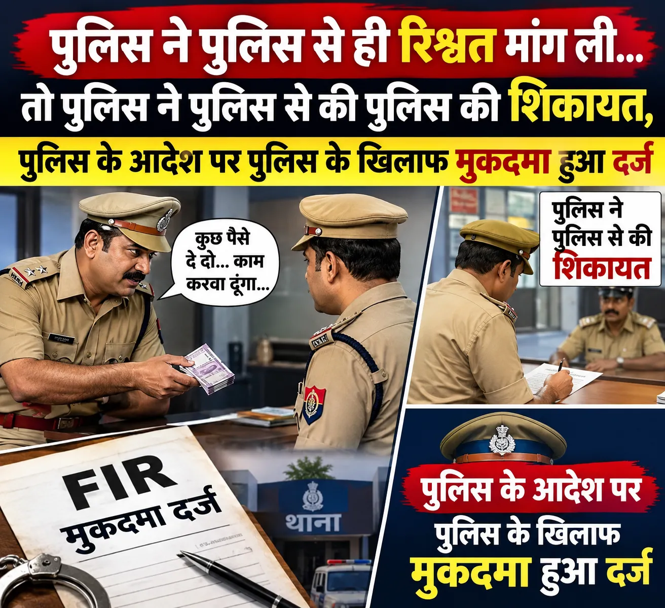 पुलिस ने पुलिस से ही रिश्वत मांग ली....तो पुलिस ने पुलिस से की पुलिस की शिकायत, पुलिस के आदेश पर पुलिस के खिलाफ मुकदमा