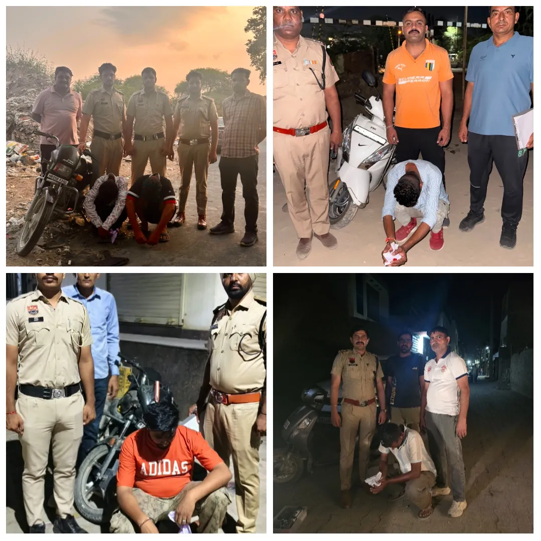 सिरसा पुलिस का नशा तस्करों पर बड़ा प्रहार, 34.286 ग्राम हेरोइन सहित 6 युवक गिरफ्तार