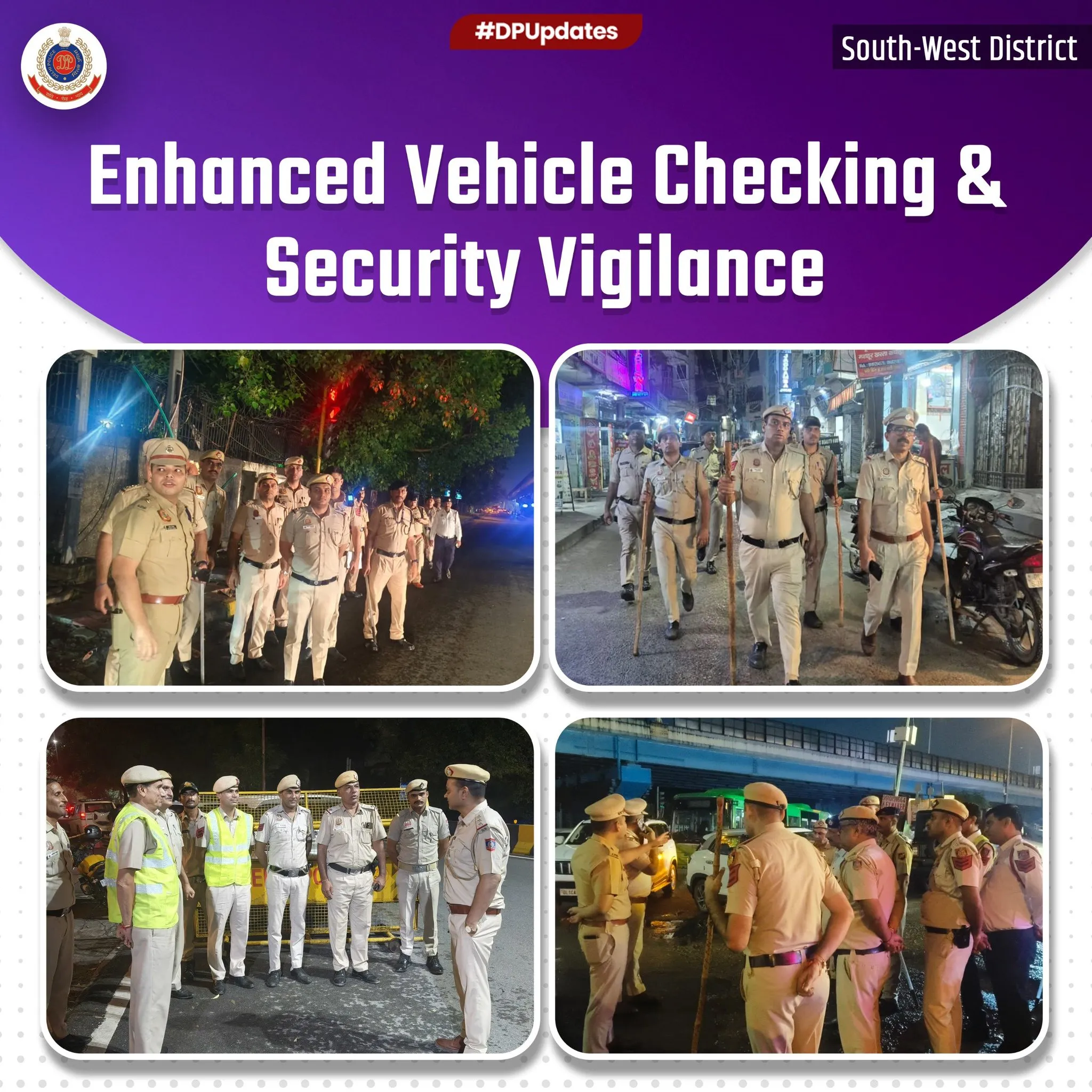 Delhi Police Step Up Security: South-West District Conducts Intensive Night Patrols and Vehicle Checks